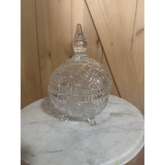Vintage Cut Crystal Covered Footed Candy Dish - Picture 2 of 13